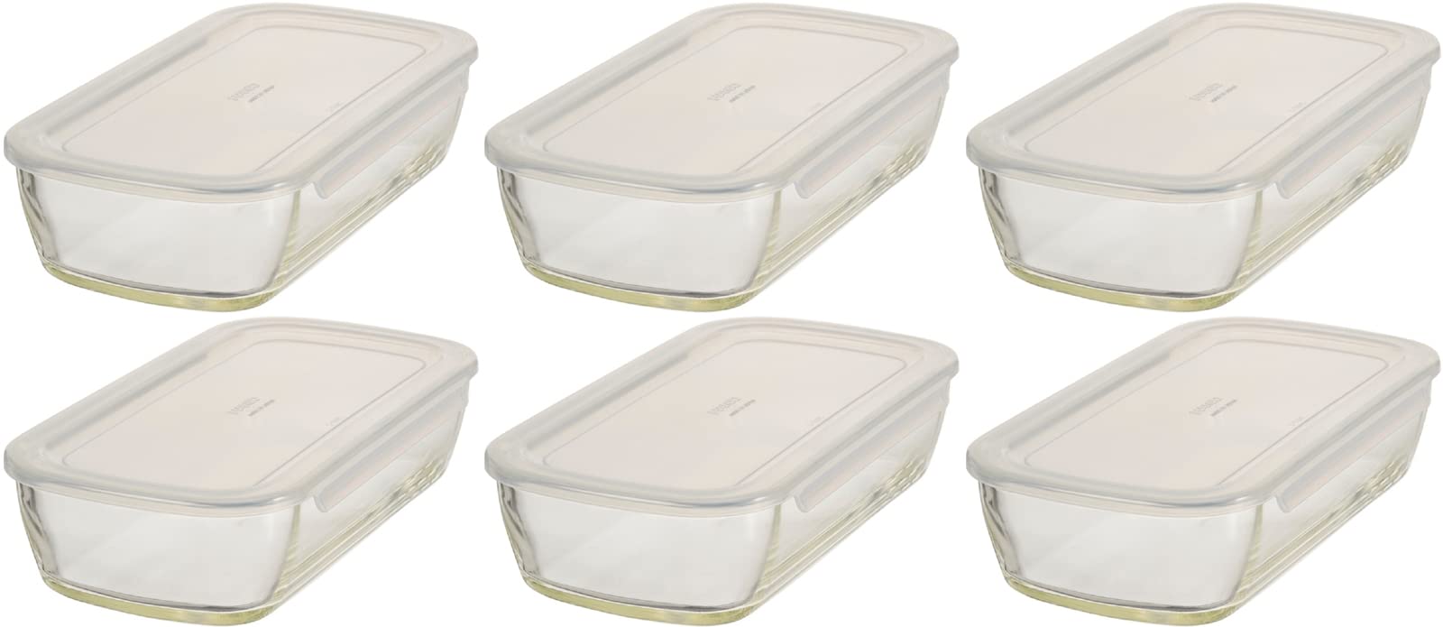 Hario Japan Buono Kitchen Kstl-90-Tw Glass Storage Containers (6-Pack) 900Ml Heat-Resistant Square Clear - YOYO JAPAN