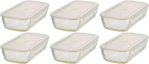 Hario Japan Buono Kitchen Kstl-90-Tw Glass Storage Containers (6-Pack) 900Ml Heat-Resistant Square Clear - YOYO JAPAN