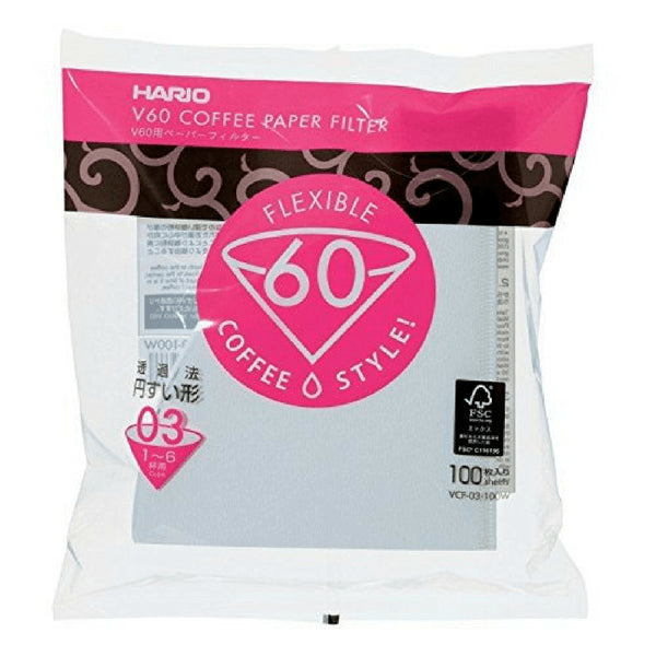 Hario Paper Filters For V60 Dripper (Pack Of 100) VCF-03 (1-6 Cups) - YOYO JAPAN