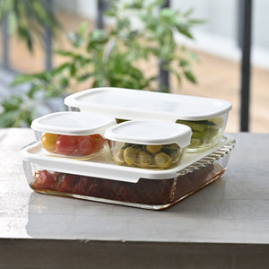 Hario Heat-Resistant Glass Container Set (4) - 250 900 2000Ml - Microwave Oven & Lid Safe - Made In Japan - YOYO JAPAN