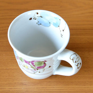 Arita Ware Hanaroku Gourd Blue Hyakuju Noshi Mug For 100-Year Celebration - Wooden Box & Message Card Included - Japan - YOYO JAPAN