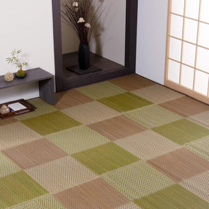 Ikehiko Corporation Rush Rug Carpet Hanagoza Pia Edoma 2 Tatami Brown Japan 174X174Cm #4323802 - YOYO JAPAN