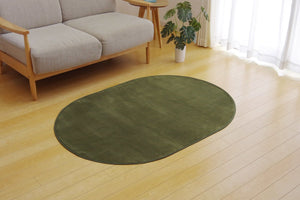 Ikehiko Japan Carpet Rug Oval Plain Peony 100X140Cm Green Washable Antibacterial Deodorant #9810909 - YOYO JAPAN
