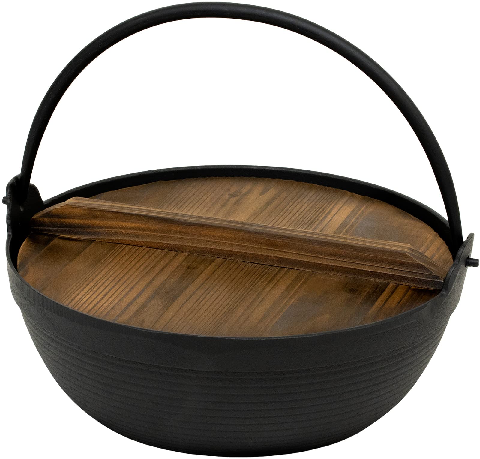 Ikenaga Iron Works Tekko Iron Pot 24Cm W/ Wooden Lid - Ih Compatible 2-3 People Japan Gourmet - YOYO JAPAN