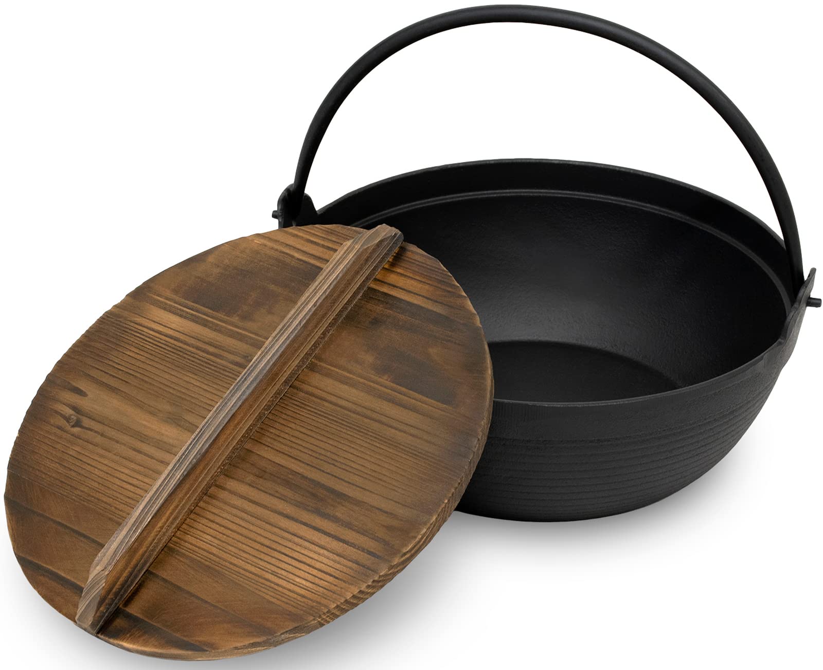 Ikenaga Iron Works Tekko Iron Pot 24Cm W/ Wooden Lid - Ih Compatible 2-3 People Japan Gourmet - YOYO JAPAN