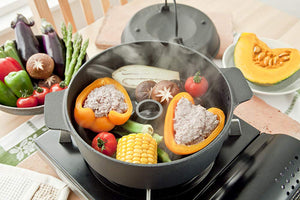 Ikenaga Iron Works 22Cm Japanese Stone Pot Sweet Potato Roaster Imojiro - YOYO JAPAN