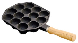 Ikenaga Iron Works Takoyaki Maker 14 Holes Ih/Gas Compatible Japan Wooden Pattern - YOYO JAPAN