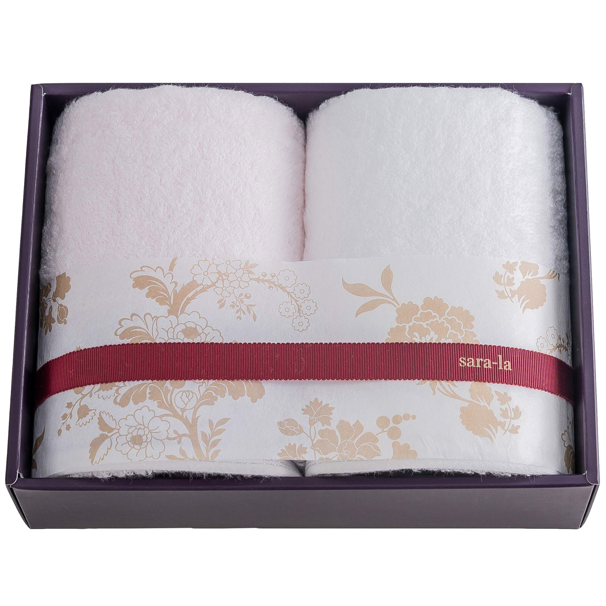 Imabari Towel Sara-La Irodori Face Towel 2Pcs Japan Pink/White Gift By It Will Be There - YOYO JAPAN