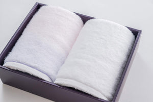 Imabari Towel Sara-La Irodori Face Towel 2Pcs Japan Pink/White Gift By It Will Be There - YOYO JAPAN