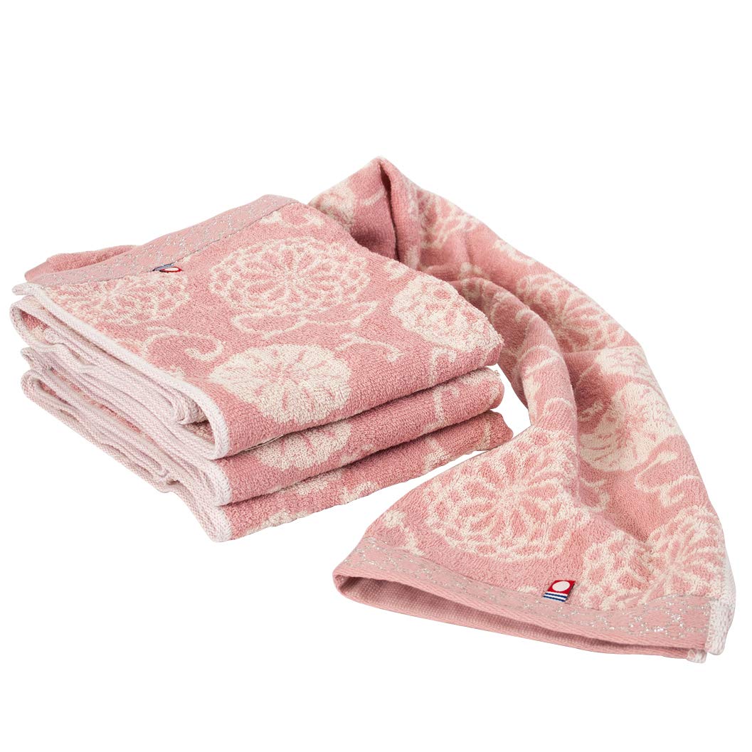 Prairie Dog Imabari Towel Certified Thin Face Towel 100% Cotton Japan Small Pattern Pink 4-Pack - YOYO JAPAN
