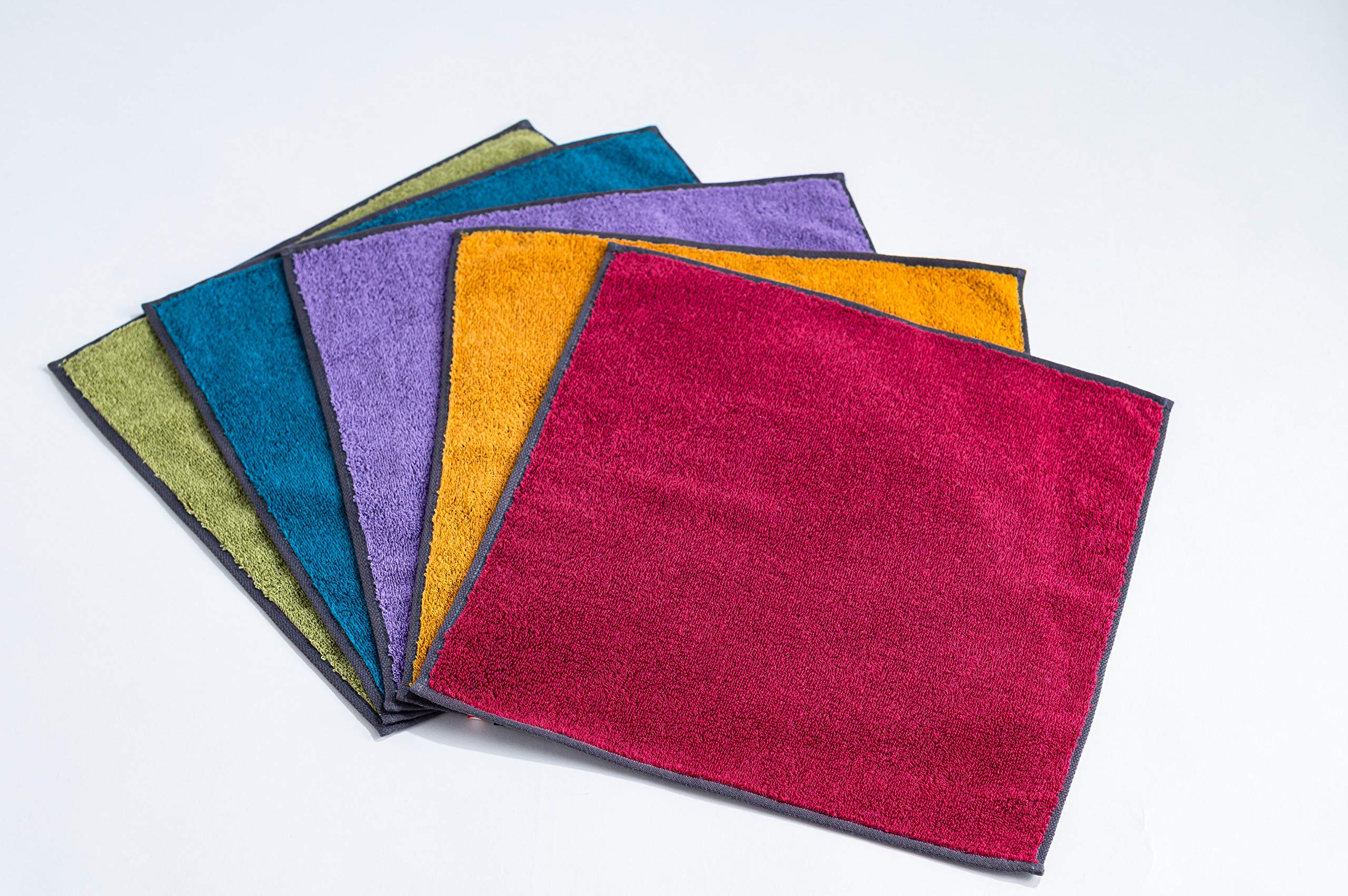Imabari Hand Towel 5-Color Set 34X35Cm Japan | Reversible Quality Plain Towel For Kitchen Yoga Gym Bathing Spa - YOYO JAPAN