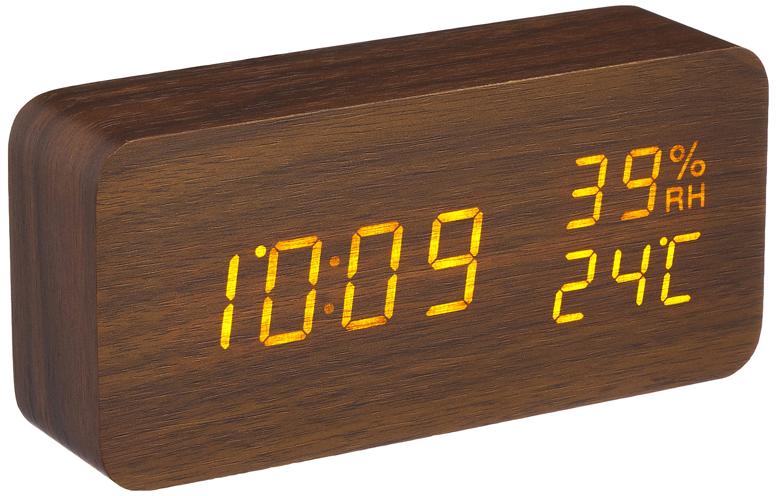 Iris Ohyama Alarm Clock Wood Grain Design Japan Icw-01Wh-T Multi-Functional Digital Temp/Humidity Brightness Adjust - YOYO JAPAN