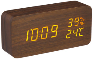 Iris Ohyama Alarm Clock Wood Grain Design Japan Icw-01Wh-T Multi-Functional Digital Temp/Humidity Brightness Adjust - YOYO JAPAN