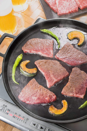 Ishigaki Iron Plate Black 40.5X33X3Cm Round 32Cm Compatible Yakisoba Okonomiyaki Yakiniku Japan - YOYO JAPAN