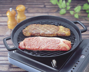 Iwachu Grill Pan Round 25Cm Japanese Nambu Ironware | Ih Compatible | Black Baked - YOYO JAPAN