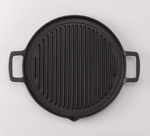 Iwachu Grill Pan Round 25Cm Japanese Nambu Ironware | Ih Compatible | Black Baked - YOYO JAPAN