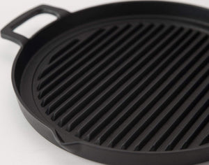 Iwachu Grill Pan Round 25Cm Japanese Nambu Ironware | Ih Compatible | Black Baked - YOYO JAPAN