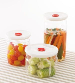 Iwaki Heat-Resistant Glass Airtight Container Canister 1.45L Microwave Safe Japan Kt7003Mp-R 12.4Dx17.8Hcm - YOYO JAPAN