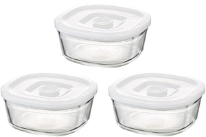 Iwaki Japan Psc-Mp-3W1 Heat Resistant Glass Airtight Container White Square 3Pcs Set - YOYO JAPAN