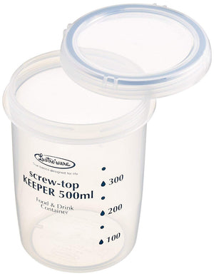 Iwasaki Industry 500L Antibacterial Round Storage Container Set Of 5 - Japan Screw Top Keeper Deep Clear Lsx312 - YOYO JAPAN