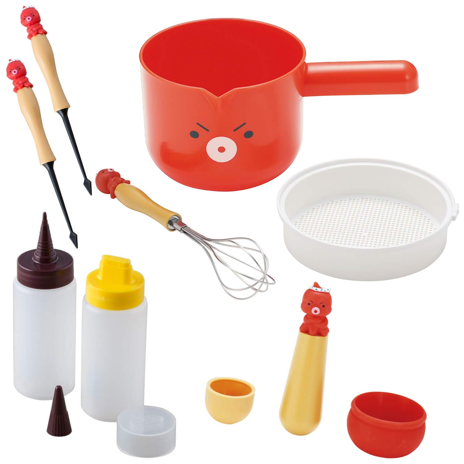 Kai Corporation Japan Takoyaki Tools 5-Piece Set 2 Picks Kitchen Paper Oiling Powder Sprinkle Ball Dispenser - YOYO JAPAN