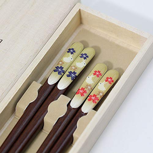 Kobayashi Lacquerware Japan Paulownia Box Couple Chopsticks Raku Rabbit Wooden Gift For Respect For The Aged Day Marriage 60Th Birthday - YOYO JAPAN
