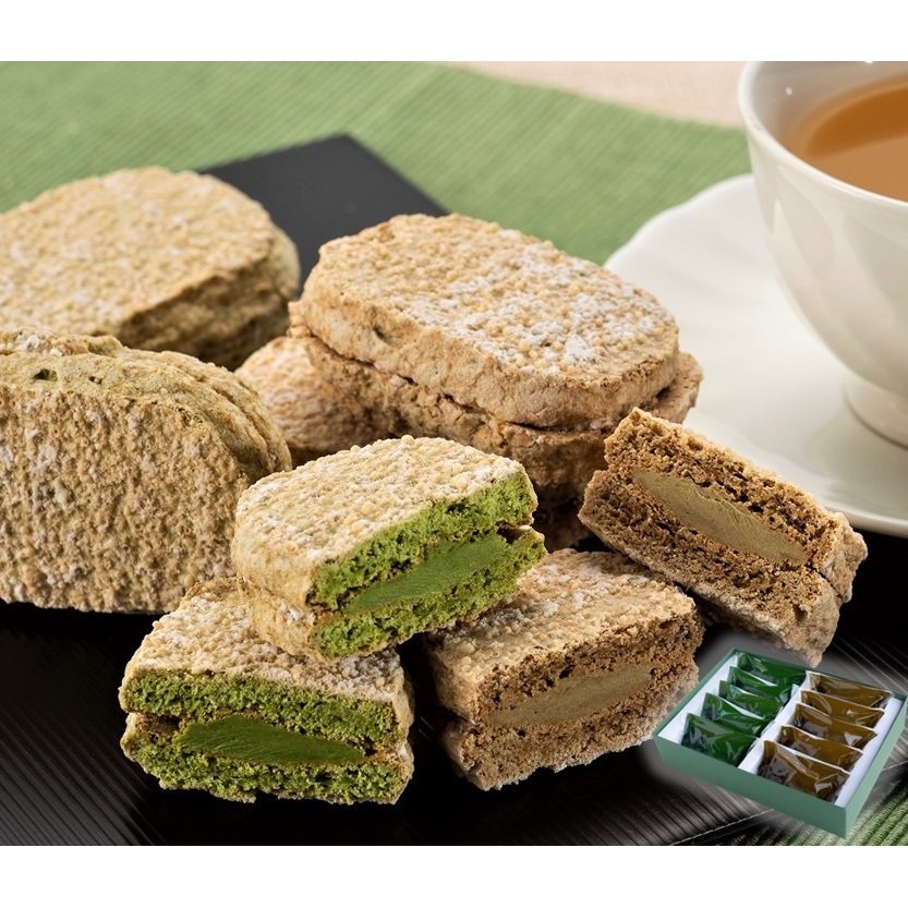 Kiyosen Dacquoise Uji Matcha & Hojicha Wheat-Free Cake Assort 10 ct. - YOYO JAPAN