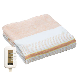 Hiroden Vws401H-D Electric Blanket 130X80Cm Orange Striped Washable Tick Repellent Japan - YOYO JAPAN
