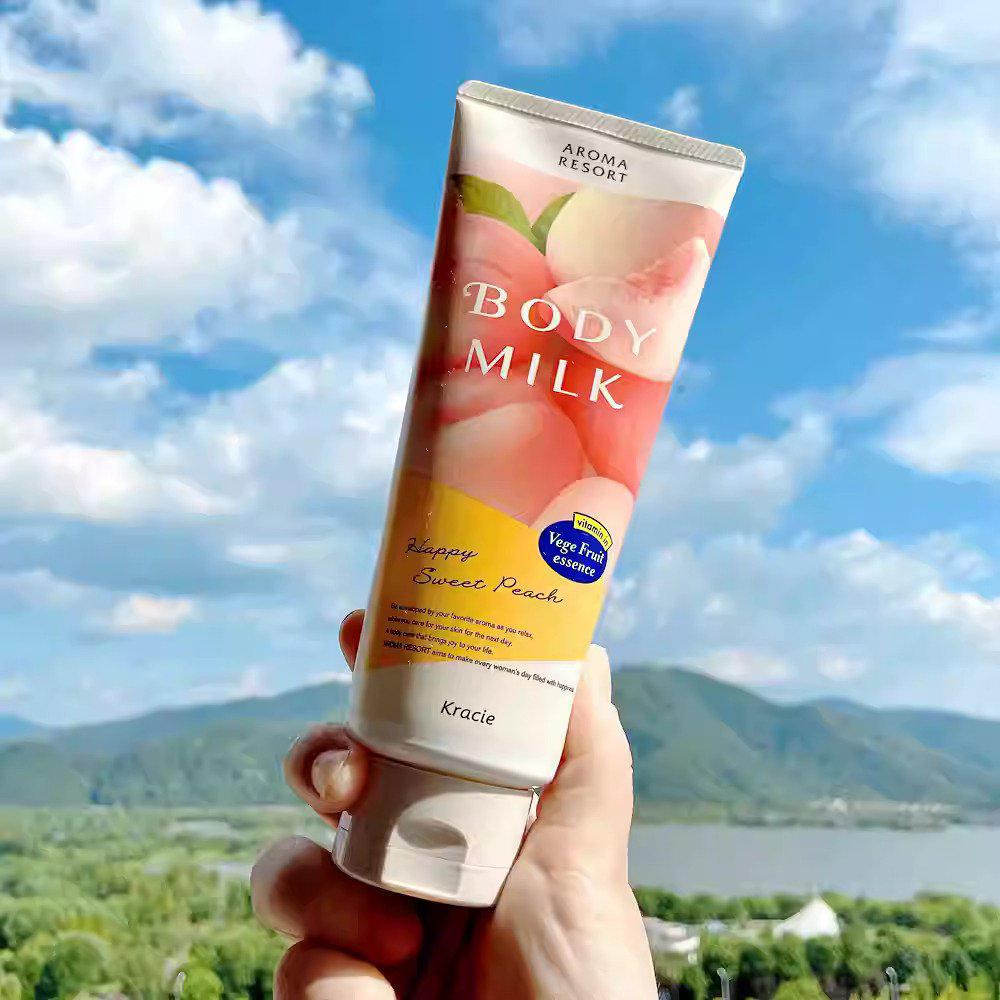 Kracie Aroma Resort Soothing Peach Body Milk 200g - YOYO JAPAN