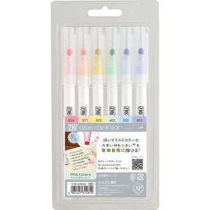 Kuretake Japan Water-Based Pen Zig Clean Color Dot Set Tcsd-6100/6V Mild Colors - YOYO JAPAN