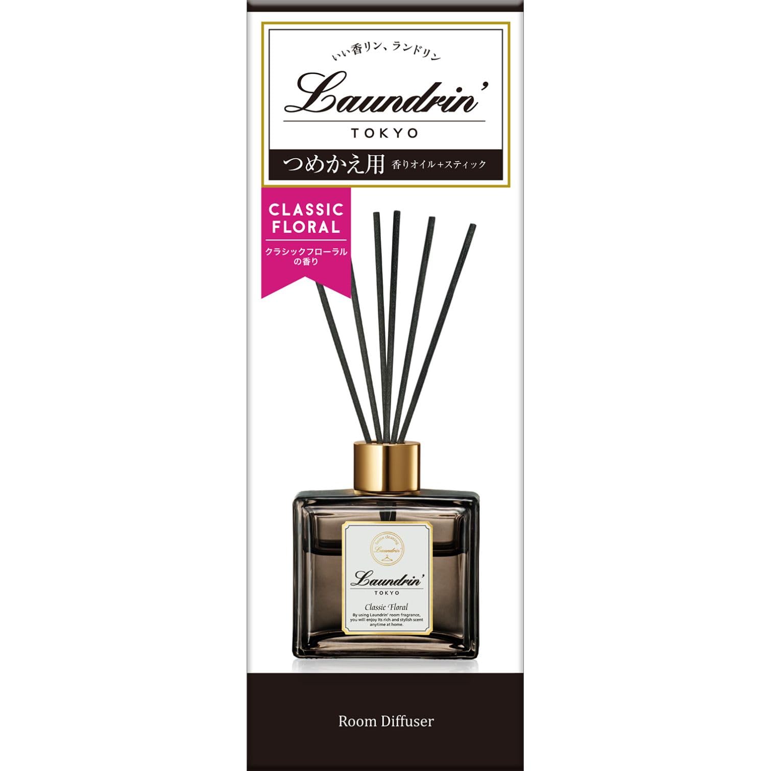 Laundry Laundrin Reed Diffuser Refill 80Ml - Classic Floral Scent - YOYO JAPAN