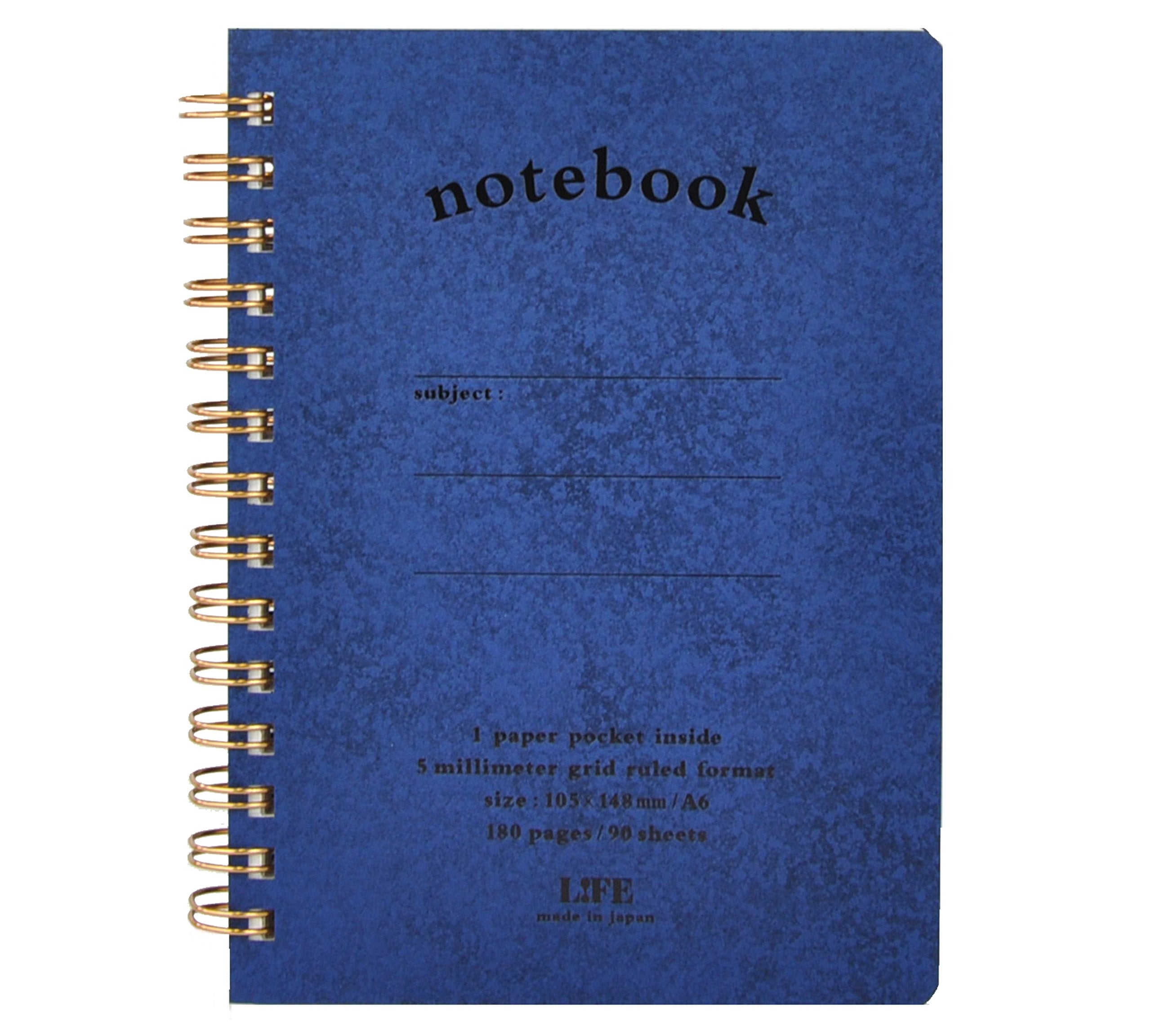 Life Pocket Notebook A6 5mm Grid Blue N196A - Compact and Durable - YOYO JAPAN