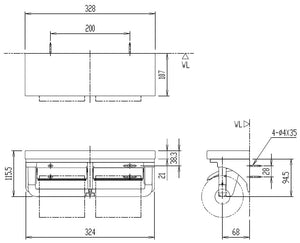 Lixil Inax Double Paper Roller With Shelves Kurie Pail Cf-Aa64Ku/Lp Made In Japan - YOYO JAPAN