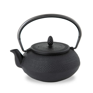 Ren Of Nambu Ironware Teapot (Arare Round 0.6L Black) Japan Enameled Tea Pot W/ Strainer Traditional Crafts Souvenir - YOYO JAPAN