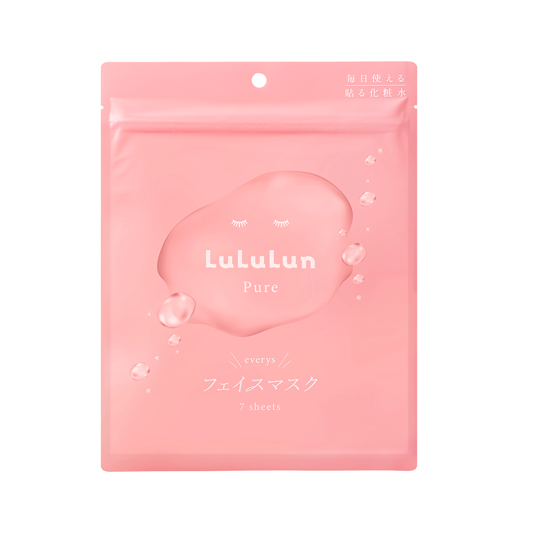 Lululun Pure Pink Everys Daily Facial Mask for Dry Skin 7 Sheets - YOYO JAPAN
