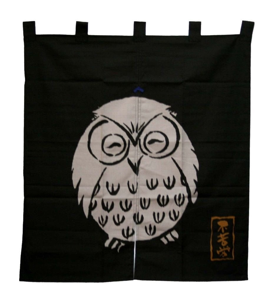 Maeda Senko Aizome Fukuro Owl Noren Curtain Tapestry Made In Japan - YOYO JAPAN