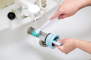 Mameita Washing Machine Filter Brush Lb-313 White Blue 4X4X24Cm - Made In Japan - YOYO JAPAN