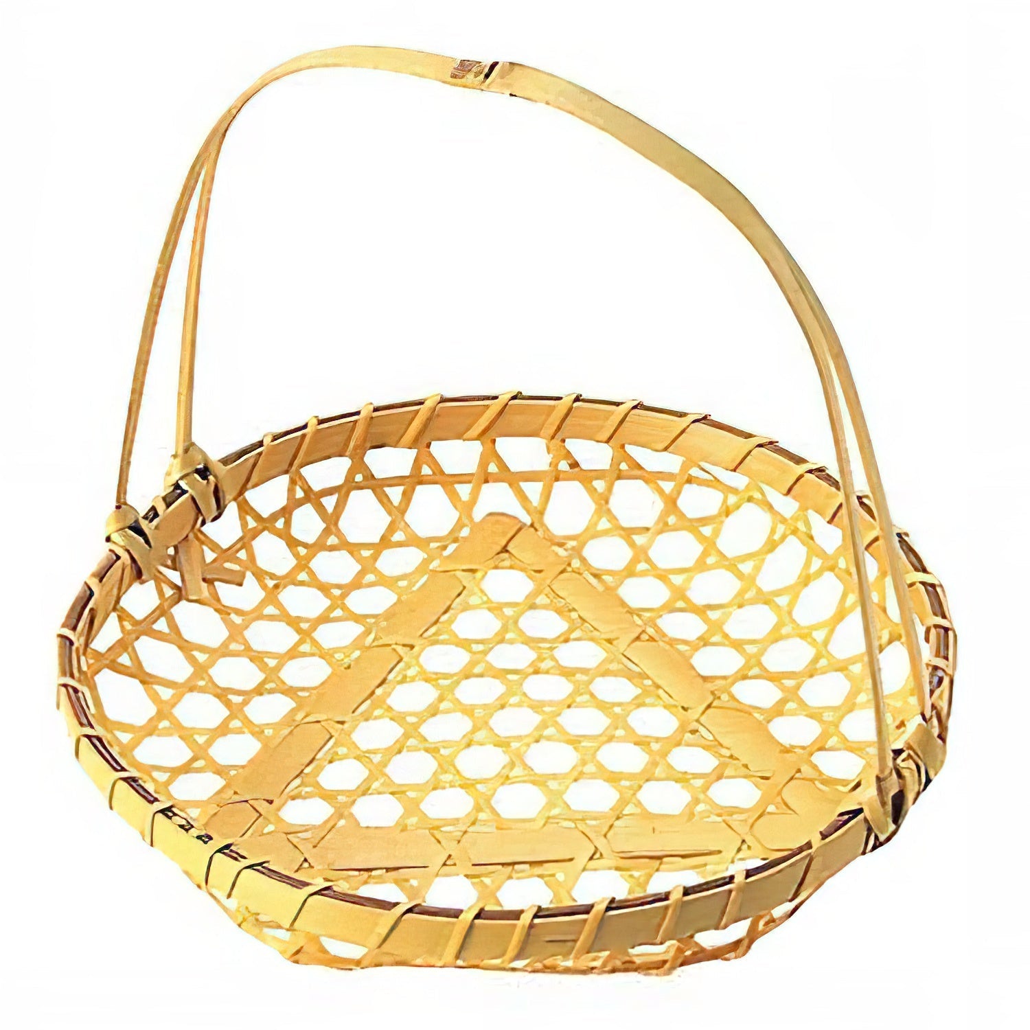 Manyo Bamboo Serving Basket With Handle 19cm - YOYO JAPAN
