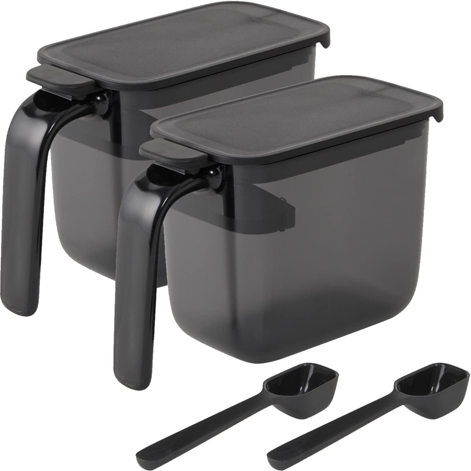 Marna Japan Seasoning Pot With Spoon 2Pc Black Salt Sugar Container R209Bk - YOYO JAPAN