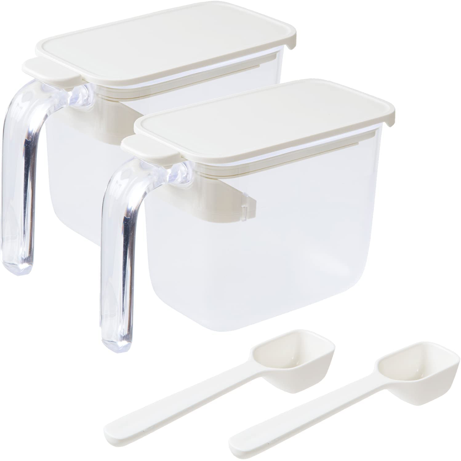 Marna Japan Seasoning Pot With Spoon (2 Pieces/White) Salt & Sugar Container R209W - YOYO JAPAN