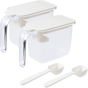 Marna Japan Seasoning Pot With Spoon (2 Pieces/White) Salt & Sugar Container R209W - YOYO JAPAN