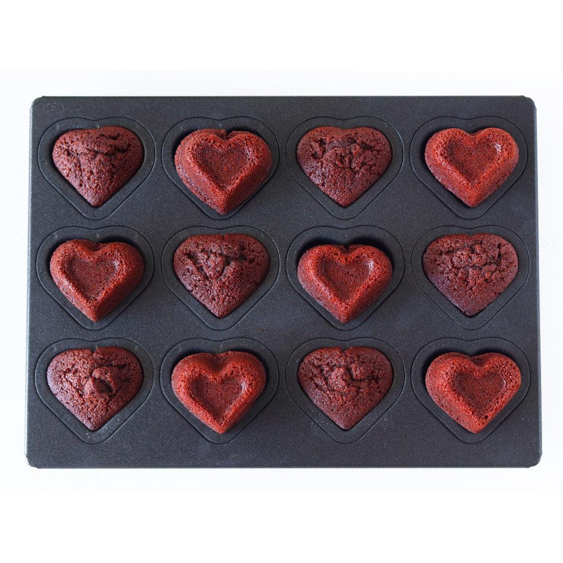 Matsunaga Double-Heart Cake Mold (Teflon-Coated Baking Mold) 12 Wells - YOYO JAPAN