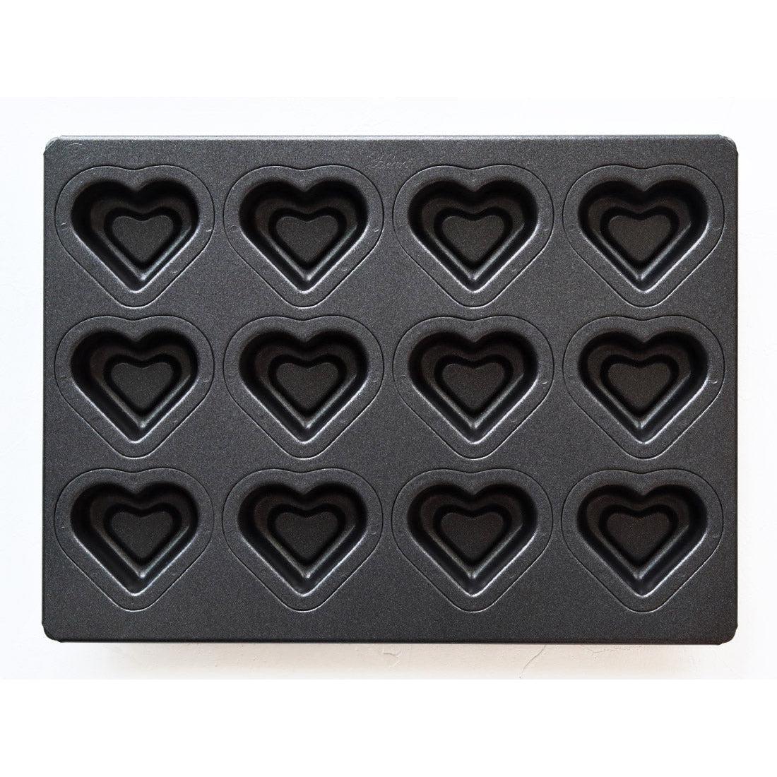 Matsunaga Double-Heart Cake Mold (Teflon-Coated Baking Mold) 12 Wells - YOYO JAPAN