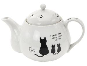 Itsumi Pottery Mino Ware Karugaru Mk Pot Black Cat 051148 With Cylindrical Tea Strainer - Made In Japan - YOYO JAPAN