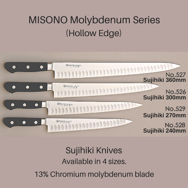 Misono Molybdenum Sujihiki Knife (Hollow Edge) Sujihiki 270mm (No.529) - YOYO JAPAN