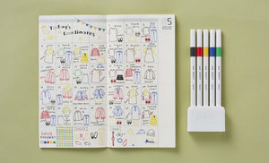 Osama Mitsubishi Pencil Emott Vivid Color 5-Color Set Markers Felt-Tip Pens - YOYO JAPAN