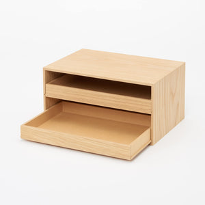 Mujirushi Ryohin Wooden Tray Storage 2 Drawers Japan 25.2X17X12.6Cm - YOYO JAPAN