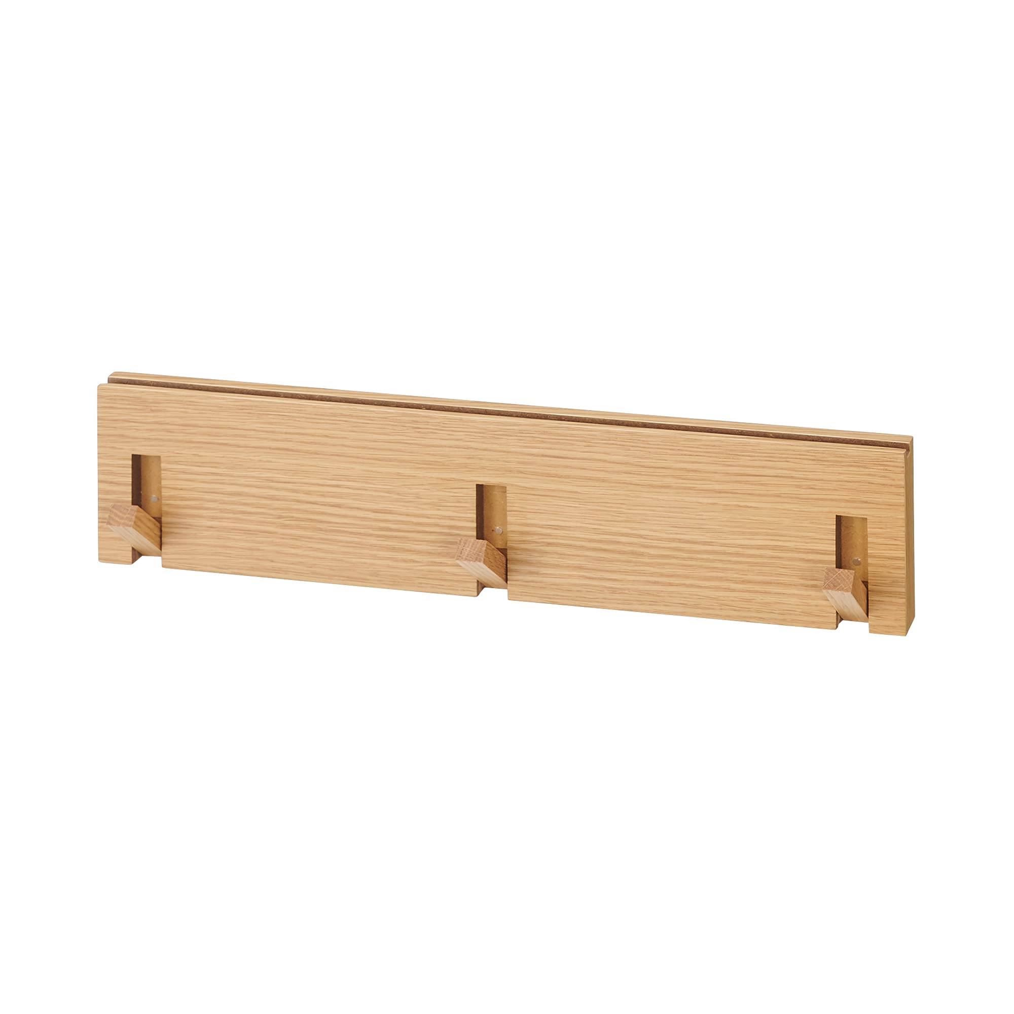 Mujirushi Ryohin Wall Attachable Furniture 3 Hangers Oak Wood 44X2.5X10Cm Japan - YOYO JAPAN