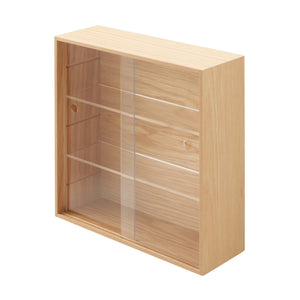 Mujirushi Ryohin Japan Wooden Collection Stand W/ Sliding Door 25.2X8.4X25.2Cm 44310250 - YOYO JAPAN