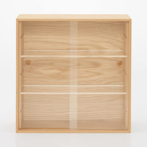 Mujirushi Ryohin Japan Wooden Collection Stand W/ Sliding Door 25.2X8.4X25.2Cm 44310250 - YOYO JAPAN